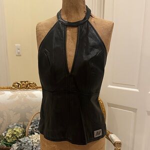 Genuine, leather size S/M Harley Davidson, black leather vest. Beautiful.